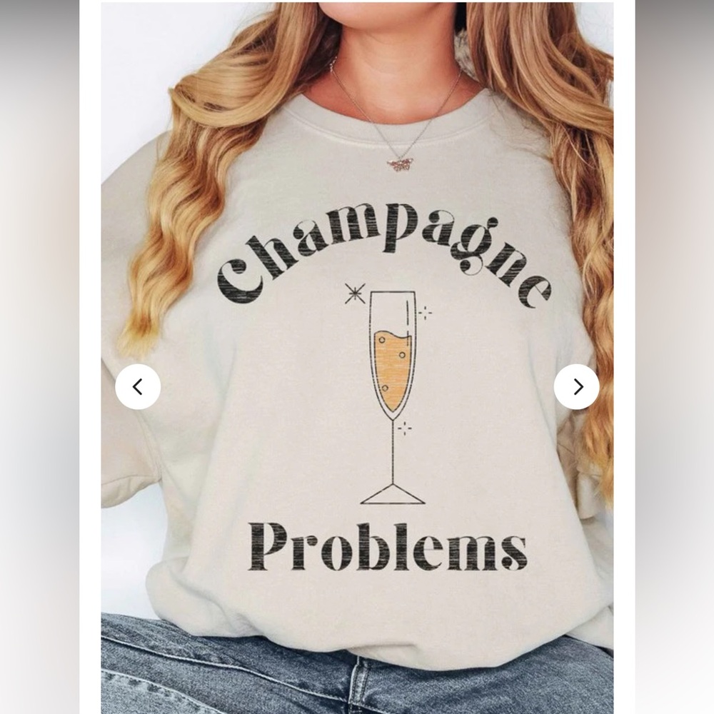 SUPER MRKT Champagne Problems Crewneck Sweatshirt Tan, Cream Size S/M